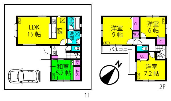 Floor plan. 33,900,000 yen, 4LDK, Land area 124.38 sq m , Building area 97.6 sq m
