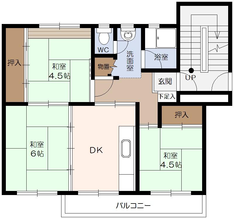 Floor plan. 3DK, Price 3.2 million yen, Occupied area 46.27 sq m , Balcony area 4.12 sq m