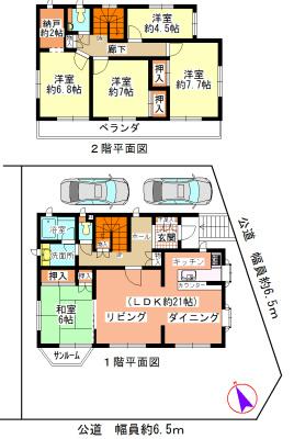 Floor plan. 54,800,000 yen, 5LDK+S, Land area 200.75 sq m , Building area 143.41 sq m