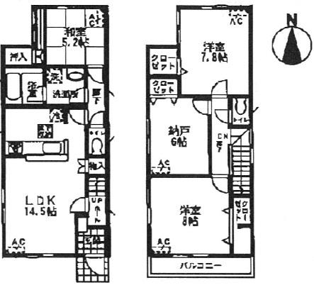 Floor plan. (Building 2), Price 27,900,000 yen, 3LDK+S, Land area 114.58 sq m , Building area 96.4 sq m