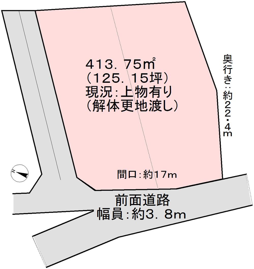 Compartment figure. Land price 38,500,000 yen, Land area 413.22 sq m northwest passage east side adjacent land passage, What's the line filled-in Once you have subdivided