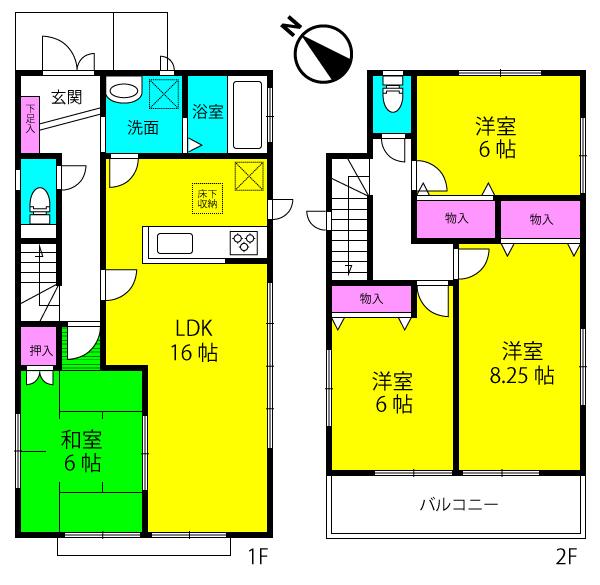 Floor plan. 38,800,000 yen, 4LDK, Land area 120.52 sq m , Building area 100.21 sq m