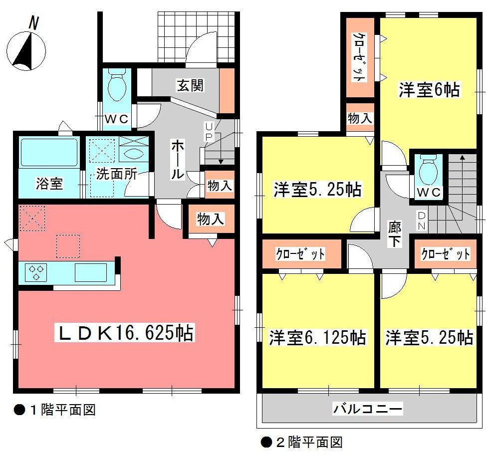 Floor plan. (Building 2), Price 32,800,000 yen, 4LDK, Land area 113.33 sq m , Building area 98.95 sq m
