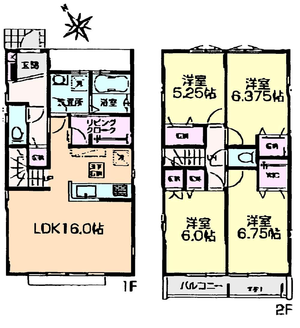 Floor plan. (3 Building), Price 33,800,000 yen, 4LDK, Land area 124.79 sq m , Building area 101.02 sq m