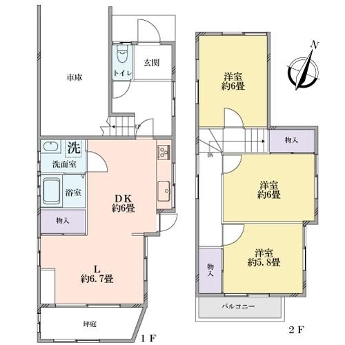 Floor plan. 16.8 million yen, 3LDK, Land area 86.26 sq m , Building area 87.74 sq m