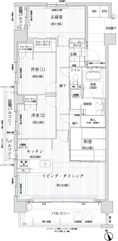 Floor: 4LDK + WIC + SIC + N, the occupied area: 93.24 sq m, Price: TBD