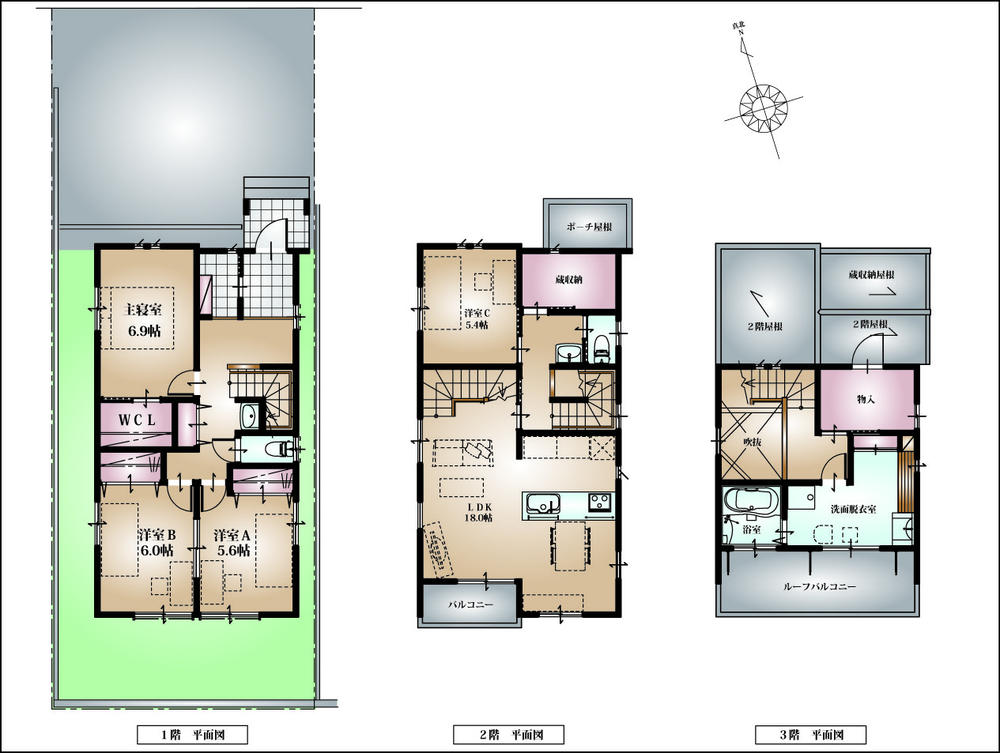 Floor plan. 39,800,000 yen, 4LDK, Land area 139.2 sq m , Because there is a living room in the building area 139.2 sq m 2 floor sunny, In good bath of the third floor of the view, Please spend a leisurely bath time. 