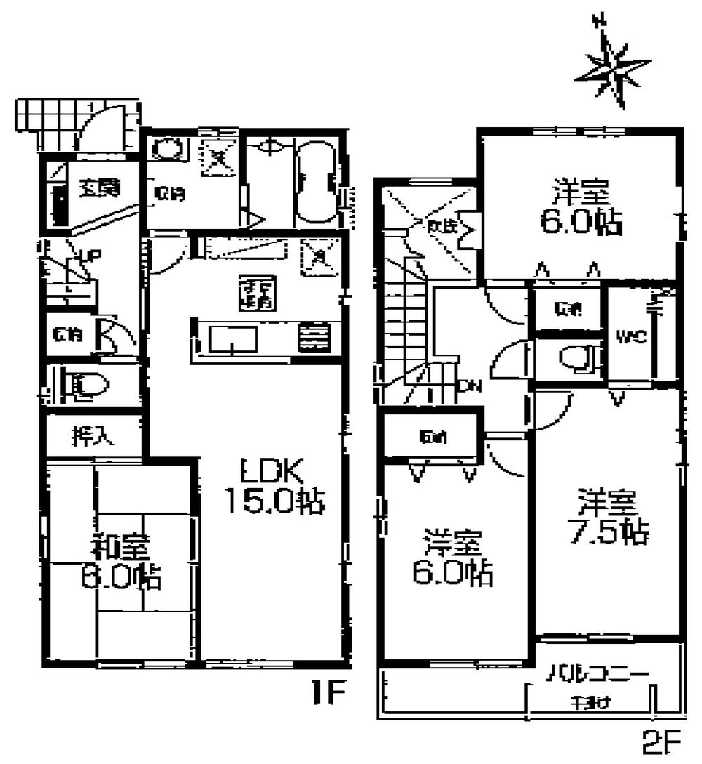 Floor plan. (3 Building), Price 34,800,000 yen, 4LDK, Land area 130.41 sq m , Building area 97.92 sq m