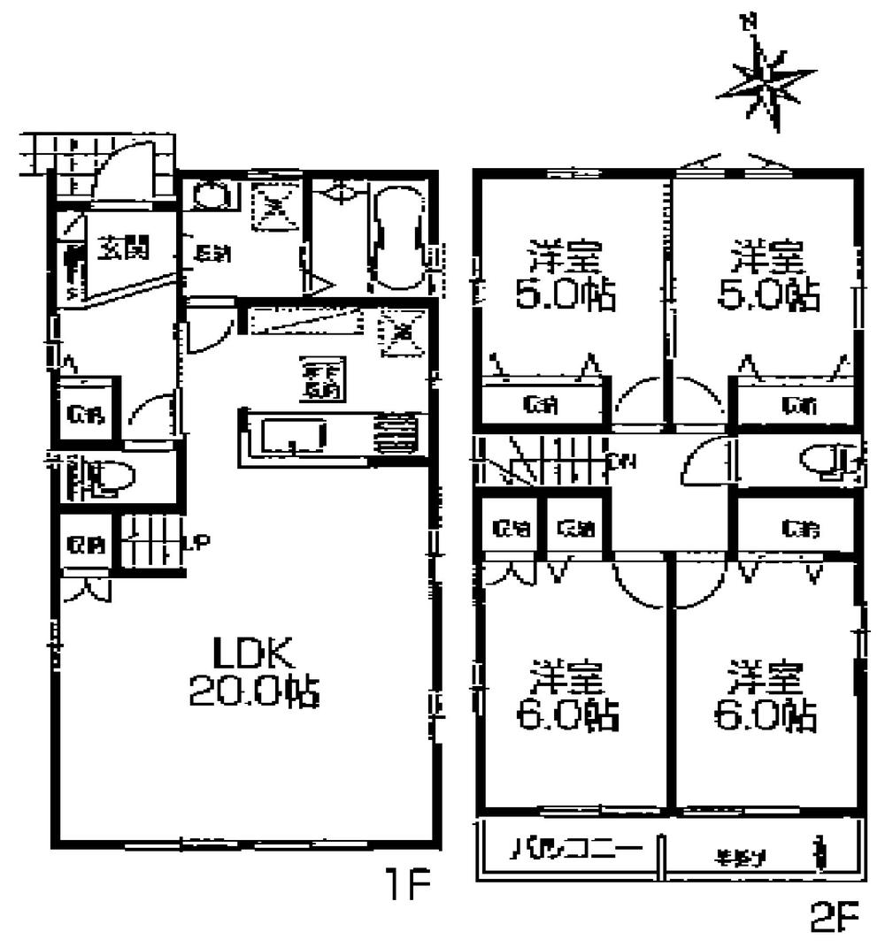 Floor plan. (5 Building), Price 33,800,000 yen, 4LDK, Land area 130.42 sq m , Building area 98.53 sq m