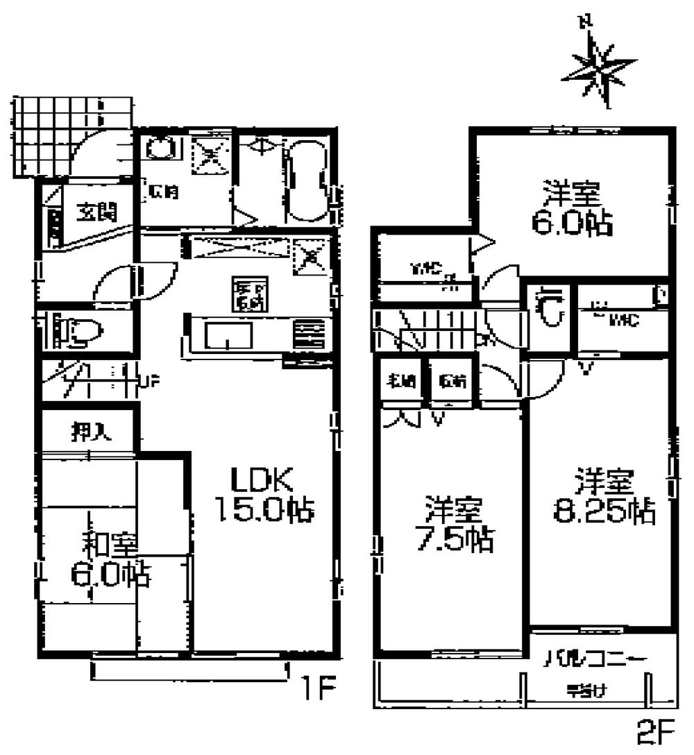 Floor plan. (6 Building), Price 34,300,000 yen, 4LDK, Land area 130.42 sq m , Building area 98.12 sq m