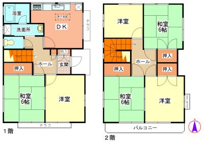 Floor plan. 43 million yen, 6DK, Land area 197.75 sq m , Building area 106.8 sq m