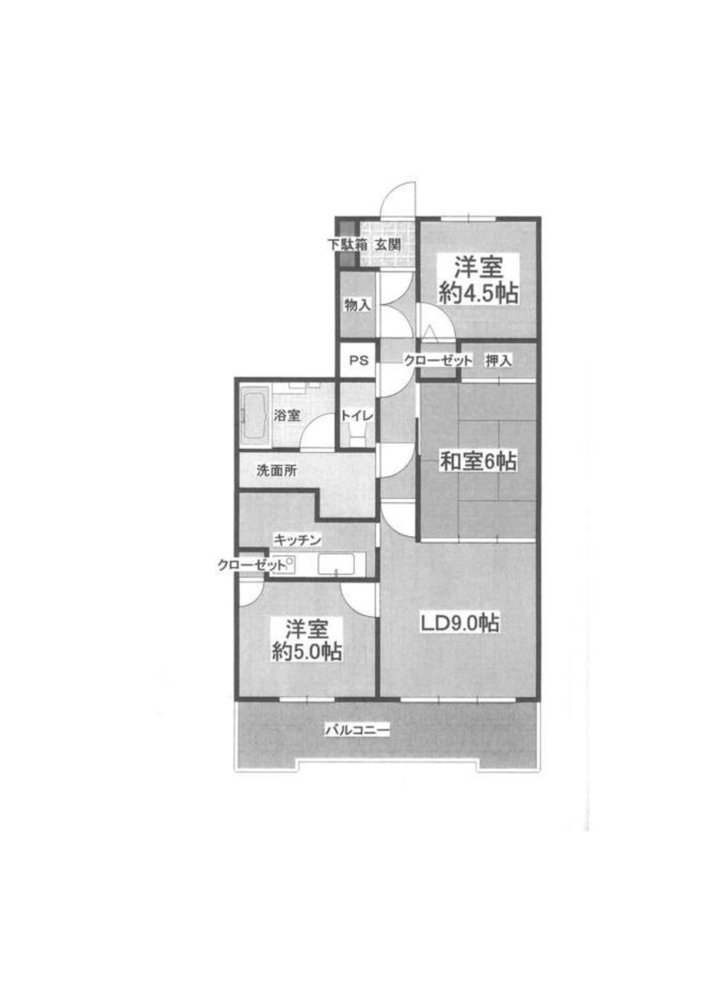 Floor plan. 3LDK, Price 13.8 million yen, Occupied area 64.65 sq m , Balcony area 10.45 sq m had been cleanly dwelling