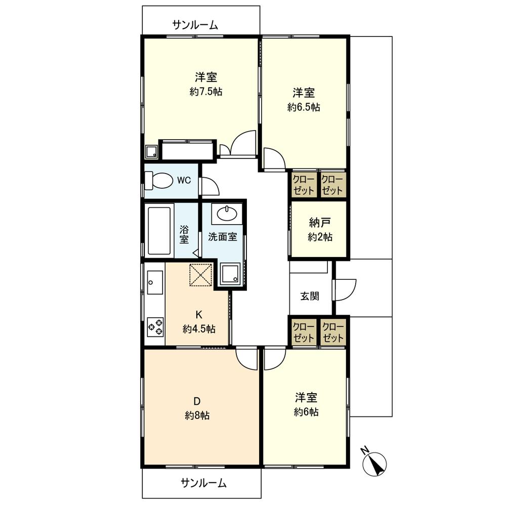 Floor plan. 35,500,000 yen, 3DK + S (storeroom), Land area 214.99 sq m , Building area 83.22 sq m