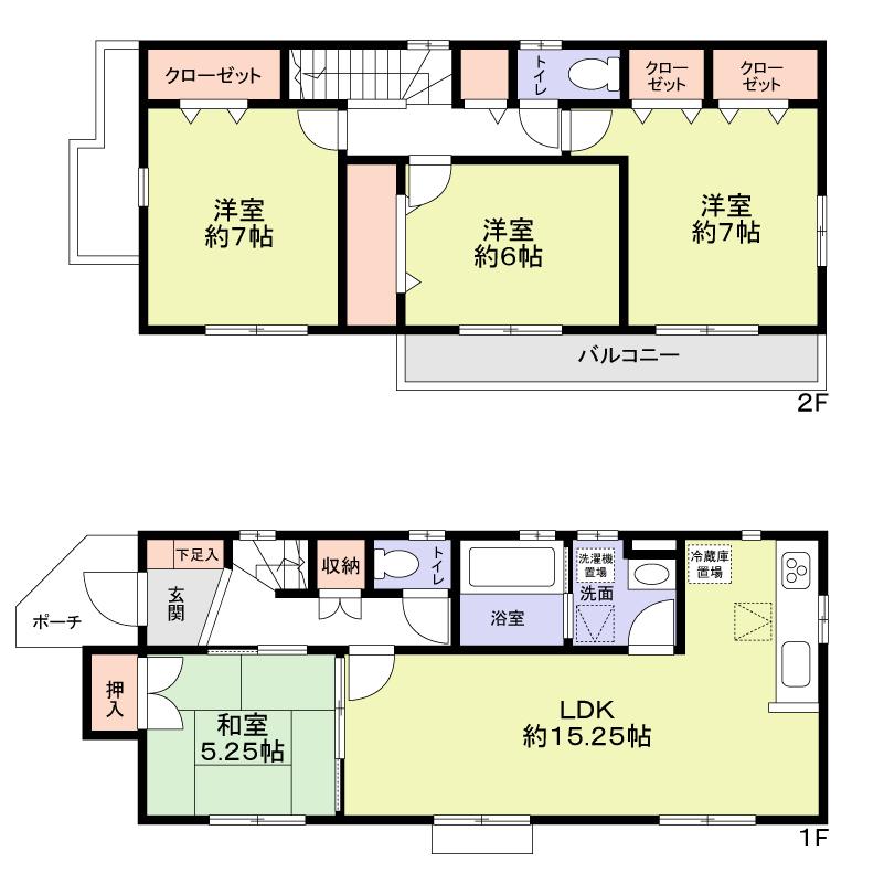 Floor plan. (1 Building), Price 35,200,000 yen, 4LDK, Land area 127.99 sq m , Building area 100.6 sq m