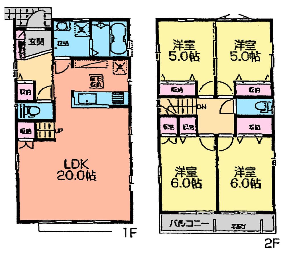 Floor plan. (5 Building), Price 33,800,000 yen, 4LDK, Land area 130.42 sq m , Building area 98.53 sq m