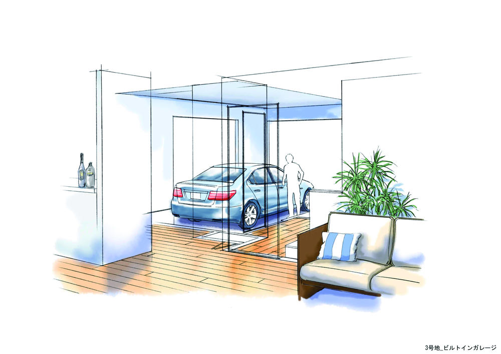 Other introspection. No.3 buildings You can get in and out without getting wet on a rainy day, Built-in garage to protect the car from the wind and rain.