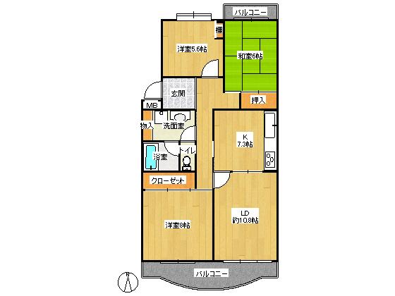 Floor plan. 3LDK, Price 13,900,000 yen, Occupied area 89.15 sq m , Balcony area 13.18 sq m