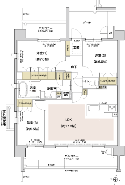Floor: 3LDK, occupied area: 77.85 sq m