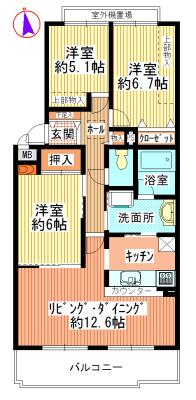 Floor plan. 3LDK, Price 13.8 million yen, Occupied area 78.13 sq m , Balcony area 9.39 sq m floor plan