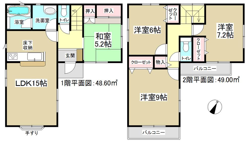 Floor plan. (3 Building), Price 33,900,000 yen, 4LDK, Land area 136.33 sq m , Building area 97.6 sq m