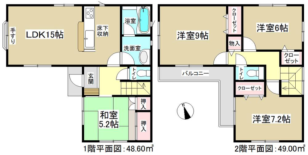 Floor plan. (4 Building), Price 34,900,000 yen, 4LDK, Land area 127.37 sq m , Building area 97.6 sq m