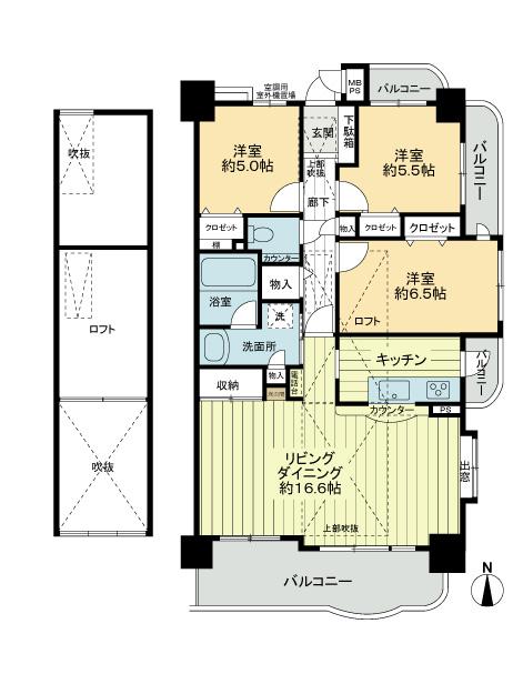 Floor plan. 3LDK, Price 25,800,000 yen, Occupied area 84.29 sq m , Balcony area 17.86 sq m