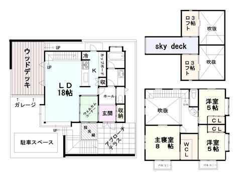 Floor plan. 48 million yen, 4LDK + S (storeroom), Land area 154.2 sq m , Building area 109.3 sq m floor plan
