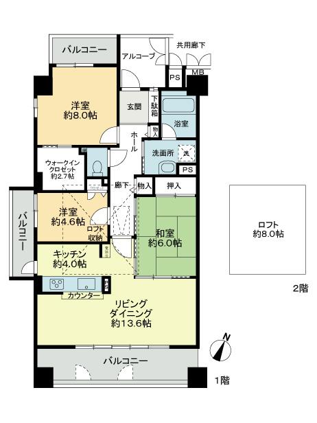 Floor plan. 3LDK + S (storeroom), Price 21,800,000 yen, Occupied area 99.98 sq m , Balcony area 19.94 sq m floor plan