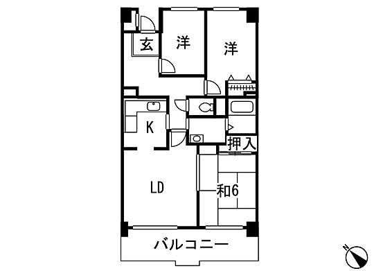 Floor plan. 3LDK, Price 10.8 million yen, Occupied area 65.05 sq m , Balcony area 9.65 sq m floor plan