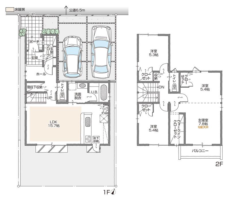 Floor plan. (A Building), Price 37.5 million yen, 4LDK+2S, Land area 126.82 sq m , Building area 103.93 sq m