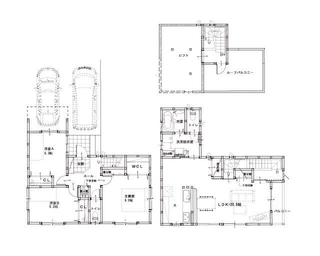 Building plan example (floor plan). Reference Plan  ☆ Land 20.4 million yen + building 18 million yen ☆