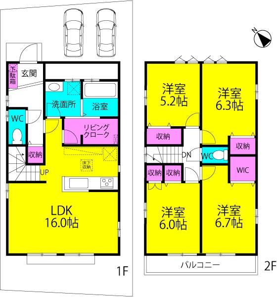 Floor plan. 33,800,000 yen, 4LDK, Land area 124.79 sq m , Building area 101.02 sq m