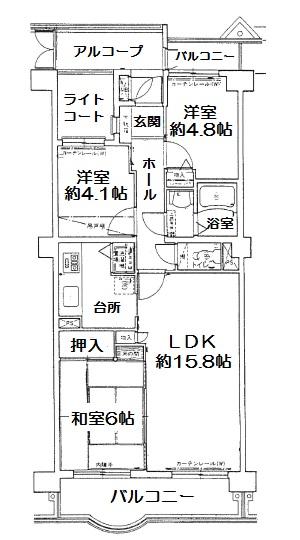 Floor plan. 3LDK, Price 9.5 million yen, Occupied area 65.58 sq m , Balcony area 10.28 sq m