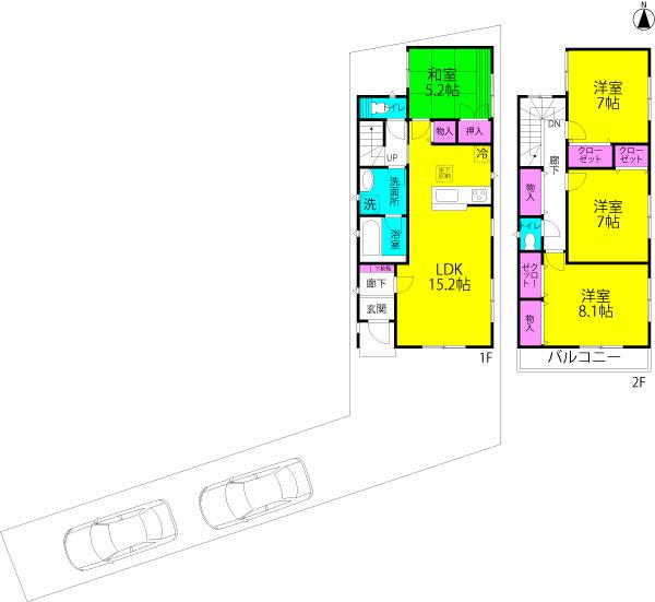 Floor plan. 29,900,000 yen, 4LDK, Land area 152.16 sq m , Building area 103.69 sq m