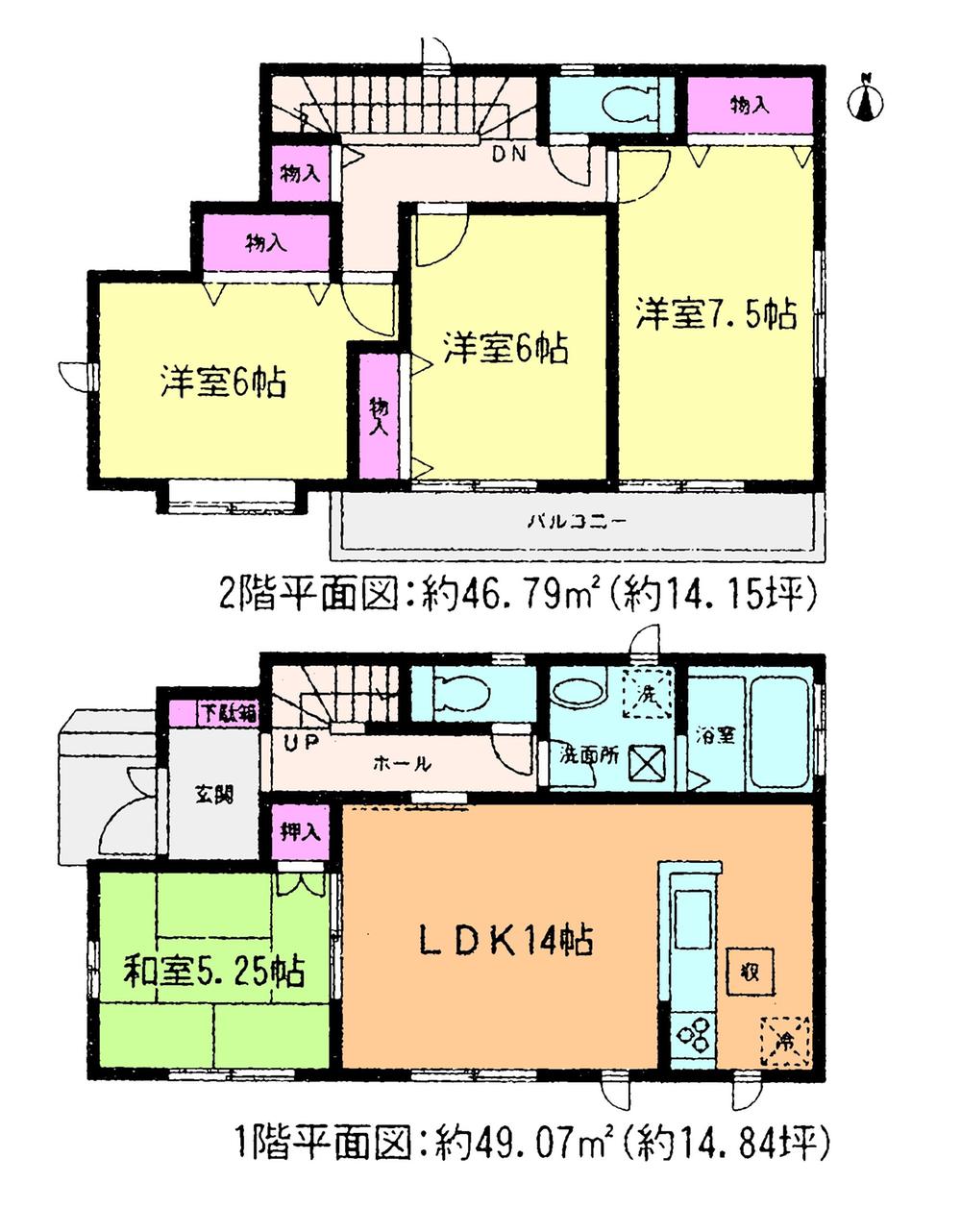 Floor plan. (1 Building), Price 26,900,000 yen, 4LDK, Land area 98.35 sq m , Building area 95.86 sq m