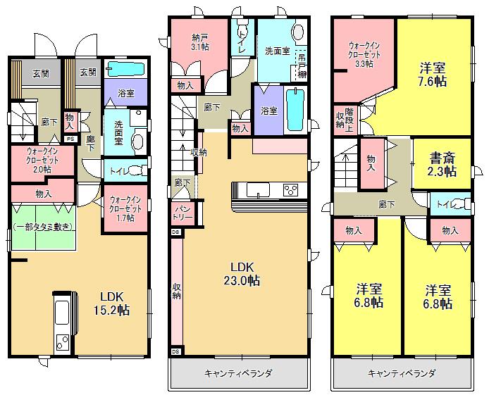 Floor plan. 44,800,000 yen, 3LLDDKK + S (storeroom), Land area 133 sq m , Building area 177.13 sq m