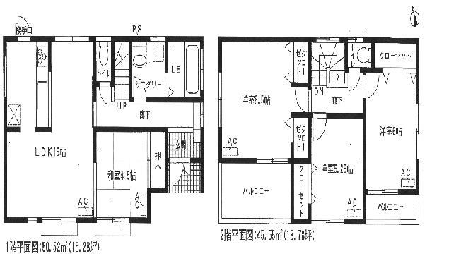 Floor plan. (3 Building), Price 31,800,000 yen, 4LDK, Land area 138.13 sq m , Building area 96.07 sq m