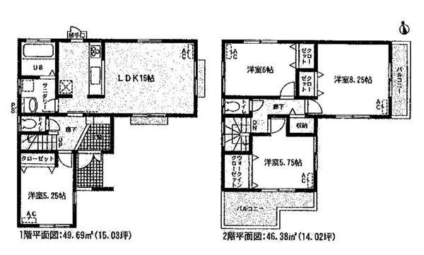 Floor plan. 34,800,000 yen, 4LDK, Land area 125.69 sq m , Building area 96.07 sq m