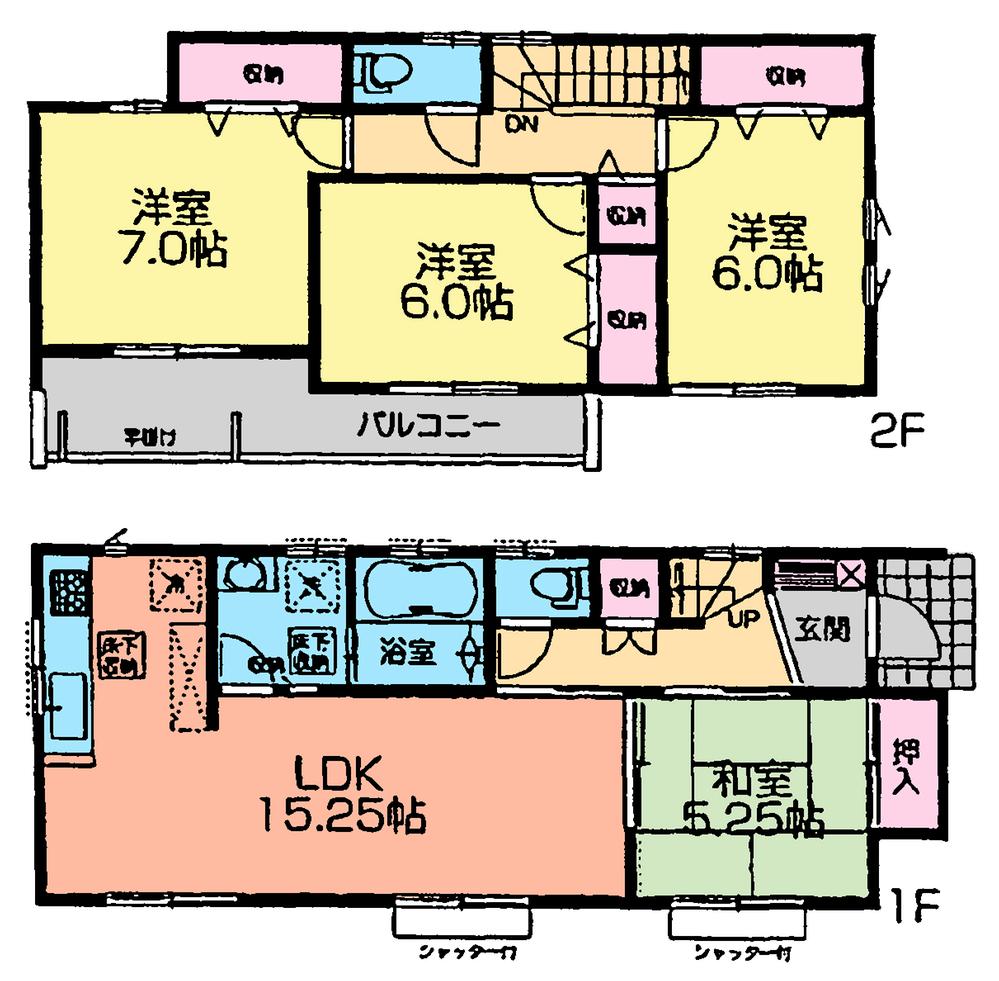 Floor plan. (Building 2), Price 27,900,000 yen, 4LDK, Land area 124.42 sq m , Building area 97.71 sq m