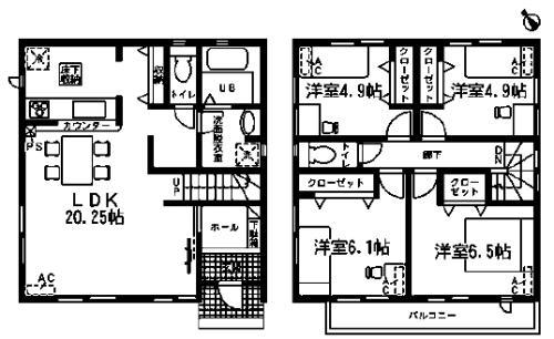 Floor plan. 26,300,000 yen, 4LDK, Land area 108.65 sq m , Building area 98.55 sq m floor plan