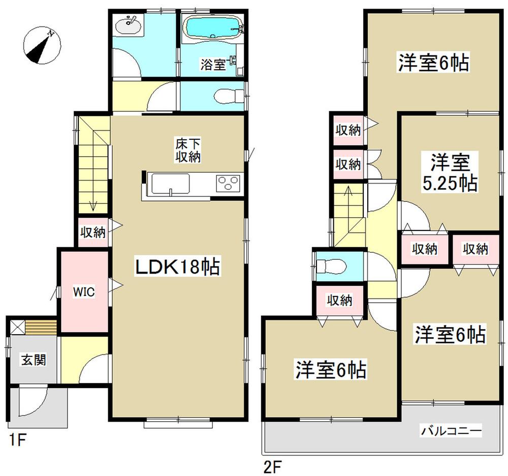 Floor plan. (1 Building), Price 28,900,000 yen, 4LDK, Land area 126.39 sq m , Building area 102.26 sq m