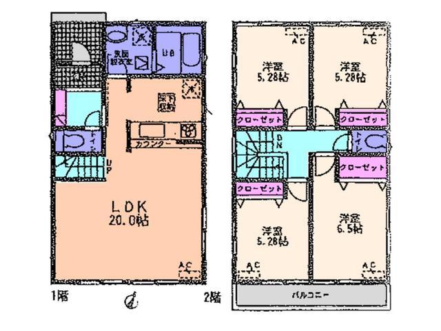 Floor plan. 22.5 million yen, 4LDK, Land area 131.73 sq m , Building area 96.9 sq m