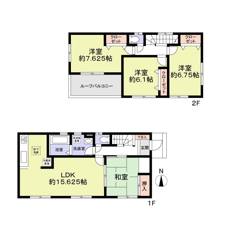 Floor plan. 33,800,000 yen, 4LDK, Land area 115.32 sq m , Building area 97.31 sq m 4LDK