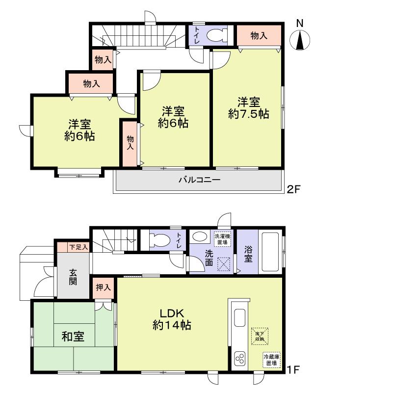 Floor plan. 28,900,000 yen, 4LDK, Land area 98.35 sq m , Building area 95.86 sq m