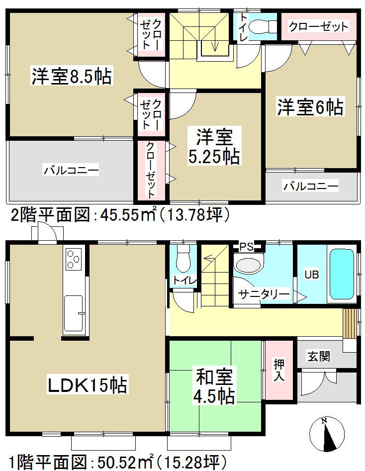 Floor plan. (3 Building), Price 31,800,000 yen, 4LDK, Land area 138.13 sq m , Building area 96.07 sq m