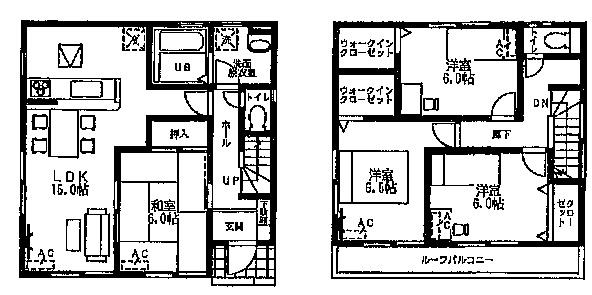 Floor plan. (Building 2), Price 32,200,000 yen, 4LDK, Land area 145.69 sq m , Building area 97.73 sq m
