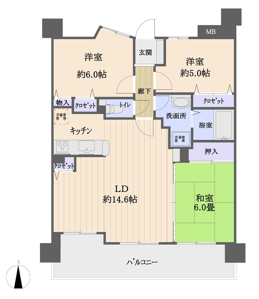 Floor plan. 3LDK, Price 16.8 million yen, Occupied area 71.95 sq m , Balcony area 13.8 sq m