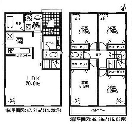 Floor plan. (Building 2), Price 22,900,000 yen, 4LDK, Land area 131.77 sq m , Building area 96.9 sq m