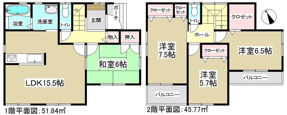 Floor plan. 29,800,000 yen, 4LDK, Land area 136.55 sq m , Building area 97.61 sq m