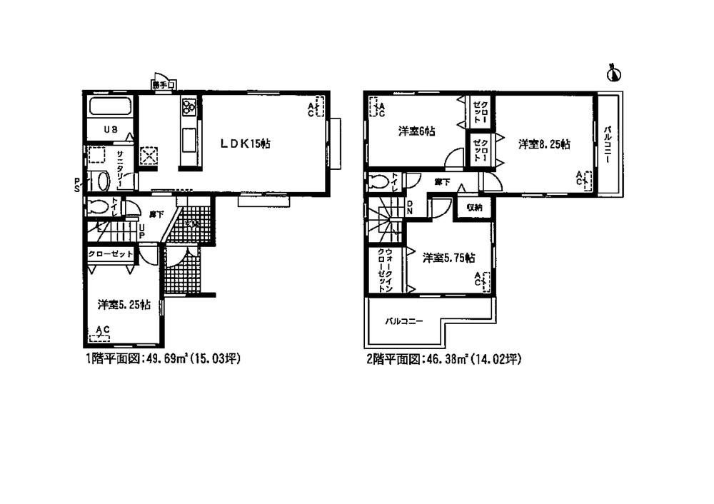Floor plan. 34,800,000 yen, 4LDK, Land area 125.69 sq m , Building area 96.07 sq m